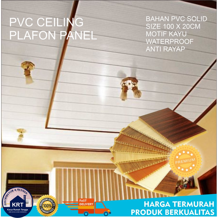 PVC Plafon Motif Kayu PVC Panel Dinding Atap Rumah Harga Per Meter Lari Pengganti Gypsum Anti Air