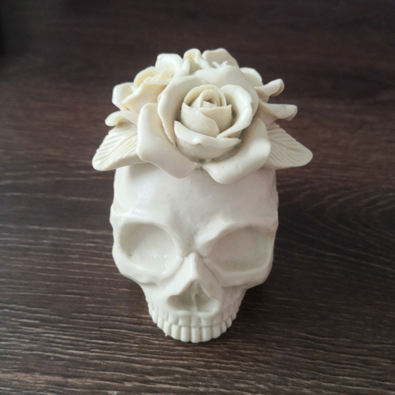 SIY  3D Rose Flower Skull Epoxy Resin Mold Home Decorations Ornaments Casting Silicone Mould DIY Crafts Plaster Candle Making Tools