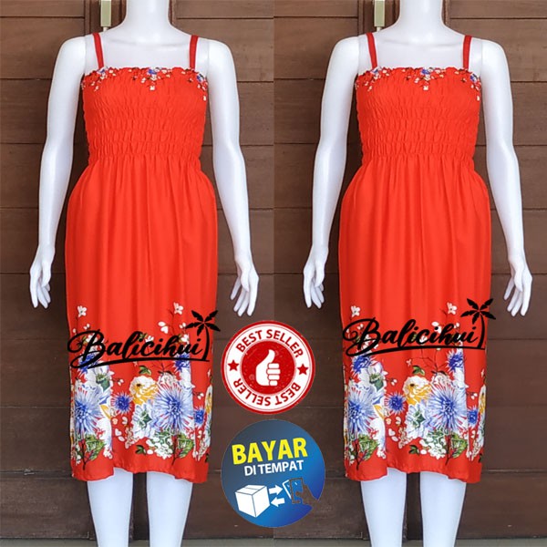 Balicihui Dress Kerut Panjang Tali Dress Kerut Dada