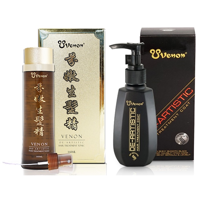 Paket Vitamin Rambut Venon Hair Tonic + Venon Coat Hitam