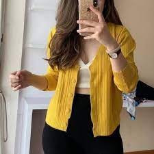 HOPYLOVY Cardigan Crop Rajut Wanita Joena