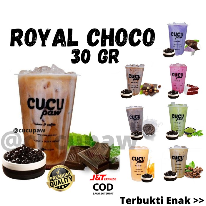 

BUBUK MINUMAN COKLAT BUBUK SACHET PREMIUM KEKINIAN RASA ROYAL CHOCO BUBBLE DRINK POWDER 30gr