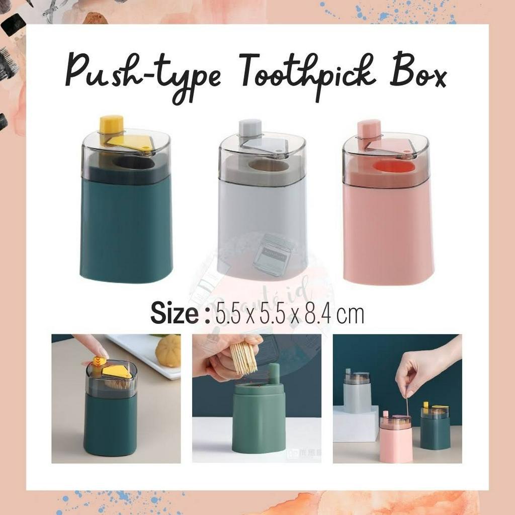 Tempat Penyimpanan Tusuk Gigi Model Tekan Dispenser Kotak Tusuk Gigi Modern Klasik Minimalis Berkualitas Anti Debu Untuk Dapur Restoran Rumah Cafe Push-type Toothpick Box