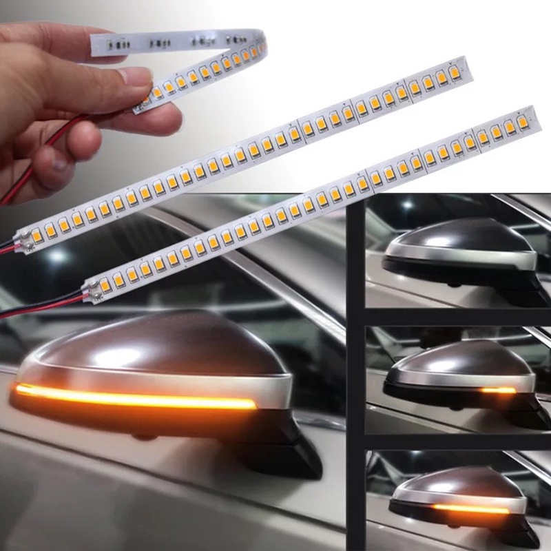 2buahbuah Lampu Indikator Spion Mobil DRL Streamer Strip Mengalir Sein Lampu LED Sumber Cahaya Mobil Sein Untuk Mobil