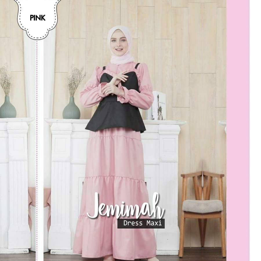 PAKAIAN WANITA MUSLIM GAMIS MAXY JEMIMAH 2IN1 ROMPI MOSCREPE BUSUI PART 2 JCHM