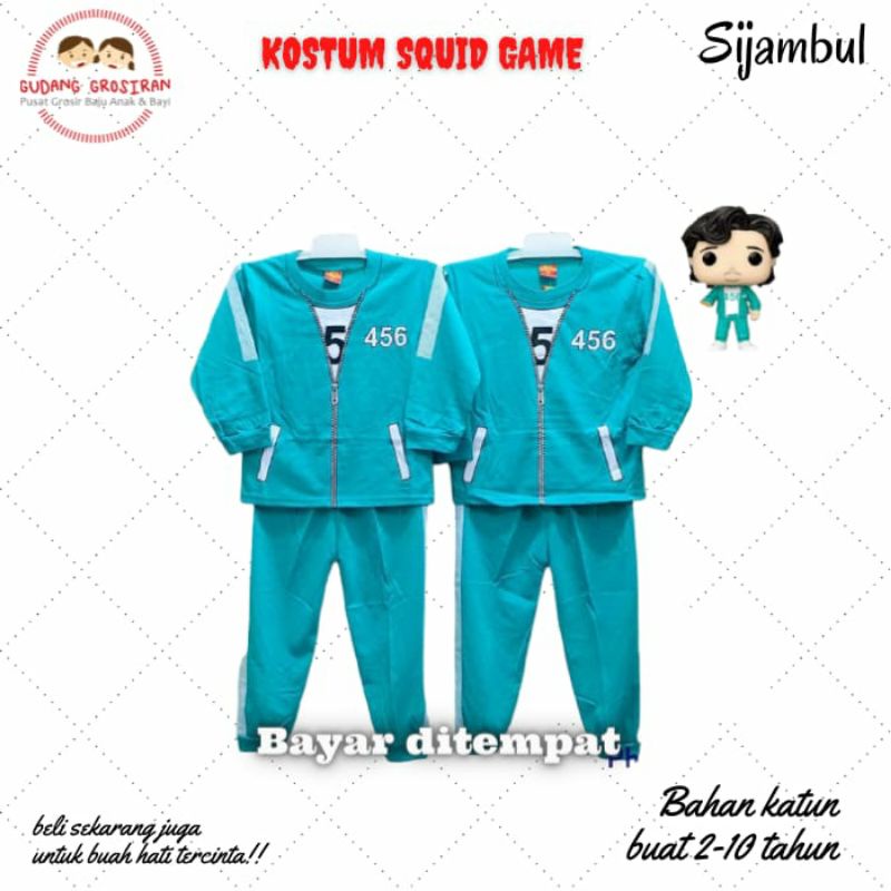 SETELAN BAJU ANAK ANGGOTA SQUID GAME 456 / BAJU ANAK SETELAN ANGGOTA SQUID GAME