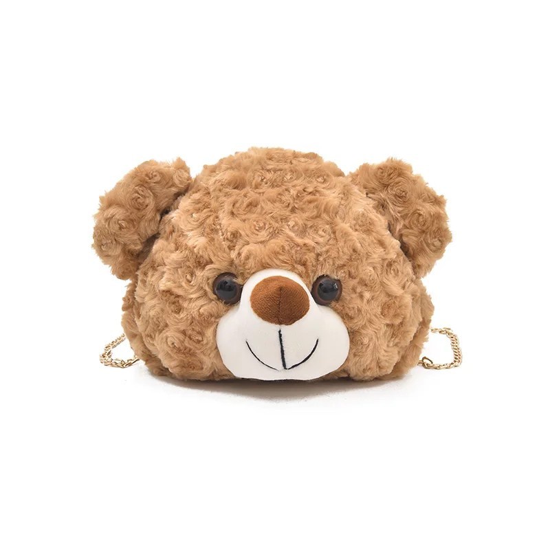 Tas selempang bulu bear Cute Plush tedy Bear Shape Women Crossbody Shoulder Bags Ladies Girls Casual Chain kekinian 2022