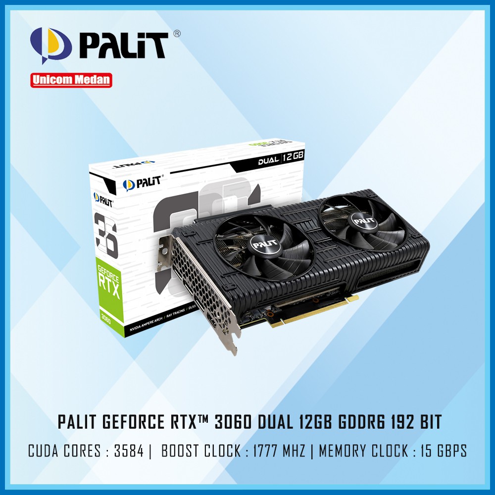 VGA PALIT GeForce RTX3060 RTX 3060 Dual 12G GARANSI RESMI 3 TAHUN
