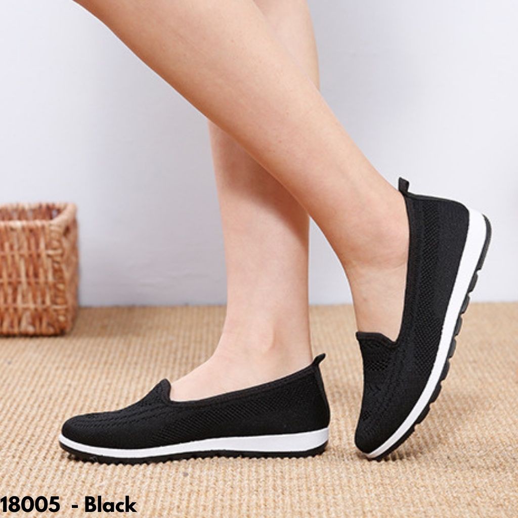 SEPATU PANSUS WANITA CASUAL PRAKTIS FLATSHOES KERJA HITAM PURPLE REMAJA DEWASA KEKINIAN IMPORT 18005