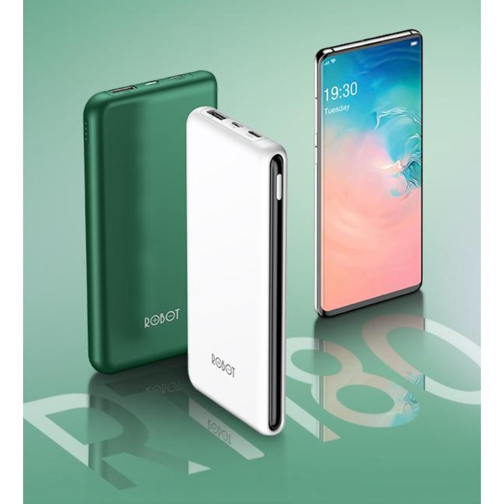 Robot Power Bank RT180 10000 Mah Green White Dual Input