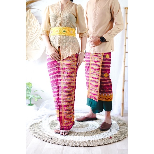 Kamen set couple bordir dengan motif seseh terbaru super mewah dan cantik, bahan katun halus.