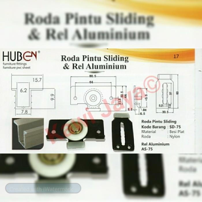 Paket Rel Dan Roda Pintu Lemari Sliding Rel As-75 Huben