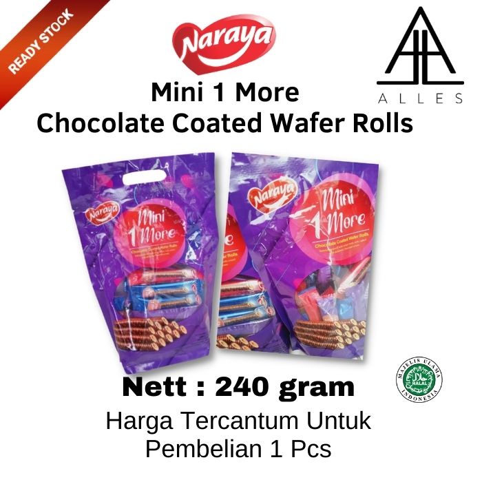 

Naraya Mini 1 More Chocolate Coated Wafer Rolls Naraya Snack 240 gram