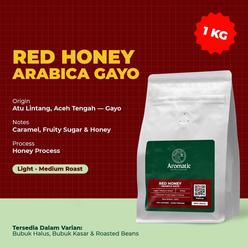 

AROMATIC COFFEE Kopi Honey Arabica Gayo 1000 gram / 1 kg (BUBUK/ BIJI)