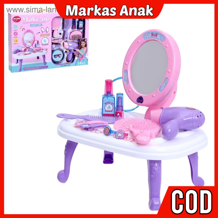 Mainan Anak Anak Umur 3 4 5 6 Tahun Rumah Meja + Kaca Alatke upkeUp mekap Dandan Dandanan salon Salo