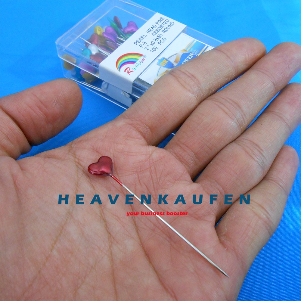 Jarum Pentul Pearl Head Pins Love Hati 5 cm / 2 inch Harga Per Pack isi 100 Pcs