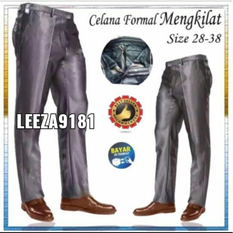 Celana Formal Pria Dasar Mengkilap METALIK Slimfit (Terlaris)