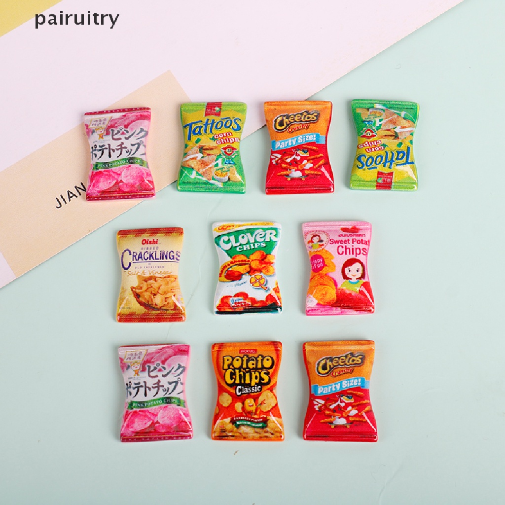 Prt 10pcs / set Mainan Miniatur Keripik Kentang Untuk Aksesoris Dapur Rumah Boneka DIY PRT