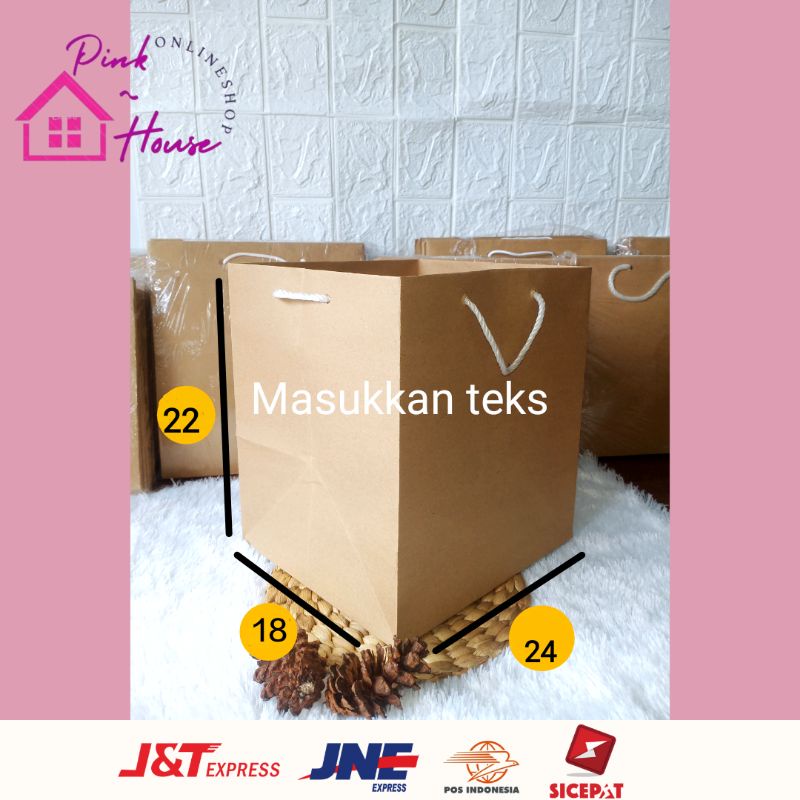 

PAPER BAG COKELAT POLOS / UK P 24,5 X L 18 X T 22,5