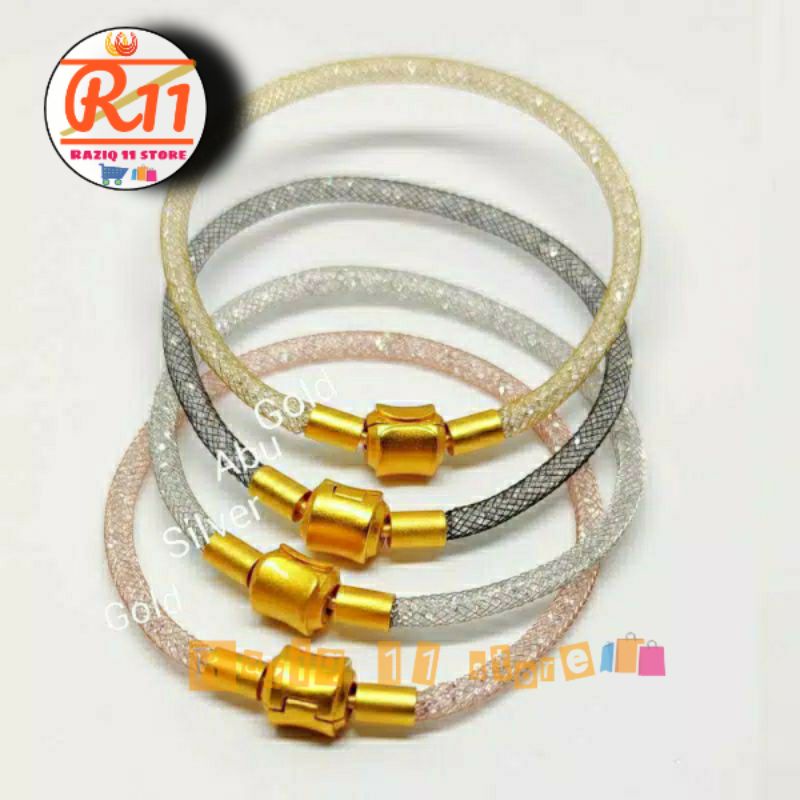 Gelang Kawat Gliter Kristal Pandora Untuk Charm Liontin