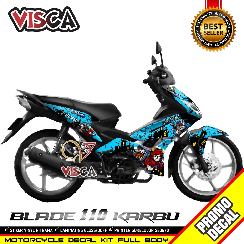 Decal Blade 110 Old Full Body Stiker Motor Blade 110 Full Body Striping Blade 110 Variasi Doraemon Z