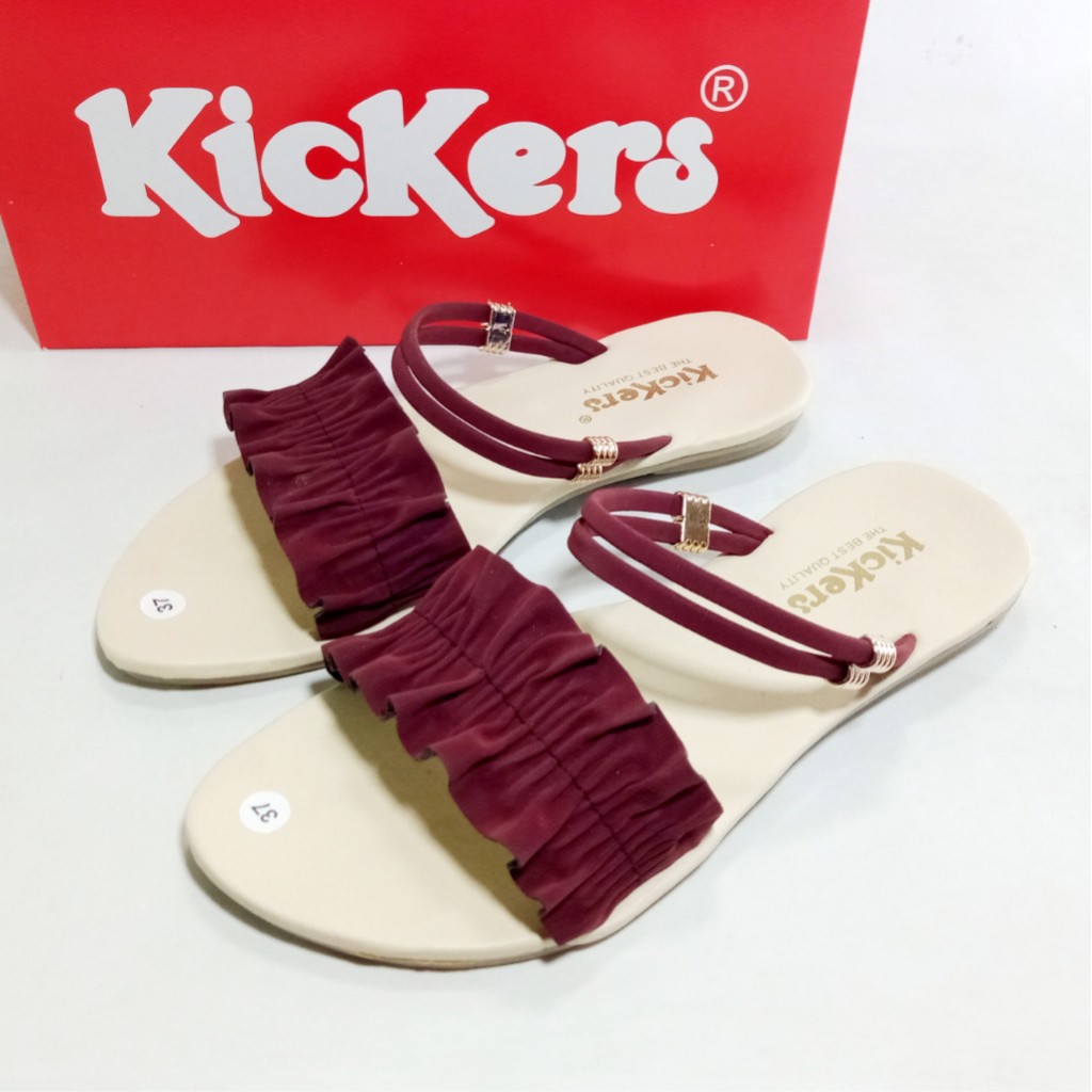 Kickers FZ 01 Sandal Wanita Slop Flat Kerut Size 37-41