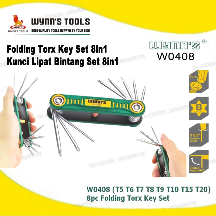 Kunci L Lipat Type Bintang / Torx - Wynns W0408