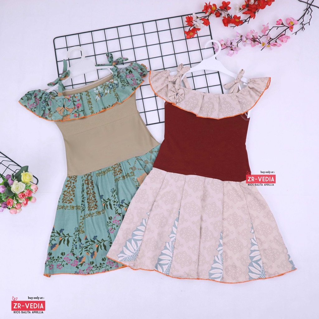 Dress Moza uk 1-2 Tahun / Dres Kensi Tanktop Baju Anak Perempuan Cewek Gaun Import Adem Murah