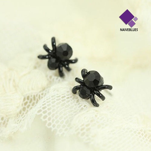 Anting Bentuk Laba-Laba Mini Warna Hitam Untuk Wanita