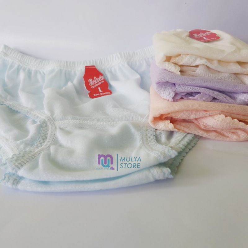 12Pcs CD Wanita Dewasa Polos Celana Dalam Cewe Lusinan Murah SELVI POLOSAN