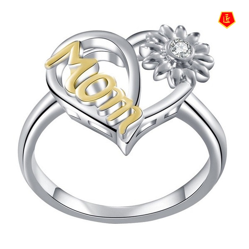 [Ready Stock]Sunflower Heart-Shaped Ring Love Mom Creative Personality