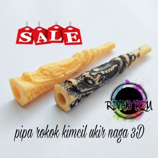 PIPA ROKOK CANGKLONG GADING KIMCIL UKIR NAGA 3 DIMENSI SINTETIS SUPER