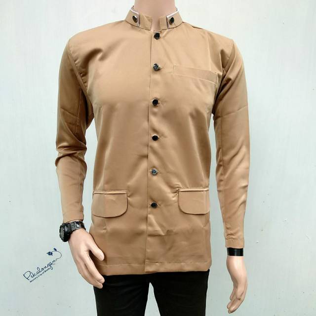 Jas Koko Motif Polos Coklat Putih Hitam