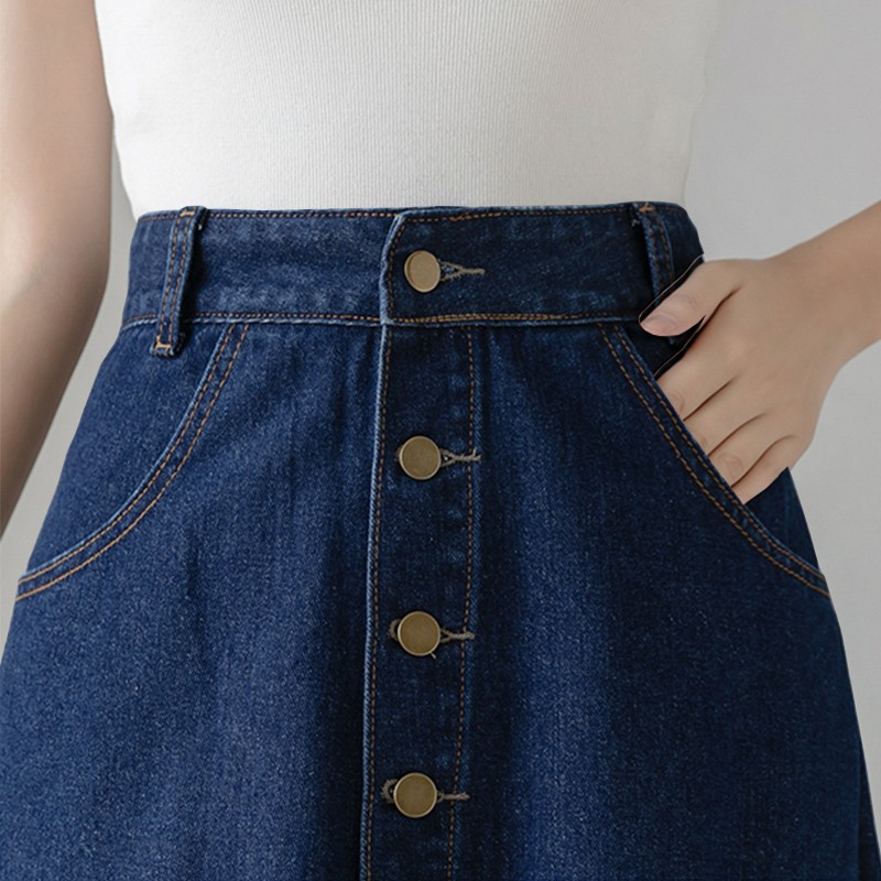 KARAKOREA - 6071 Leah Denim Skirt/Rok Denim/Rok Jeans/Rok jeans wanita/Rok Jeans Korea/Rok wanita