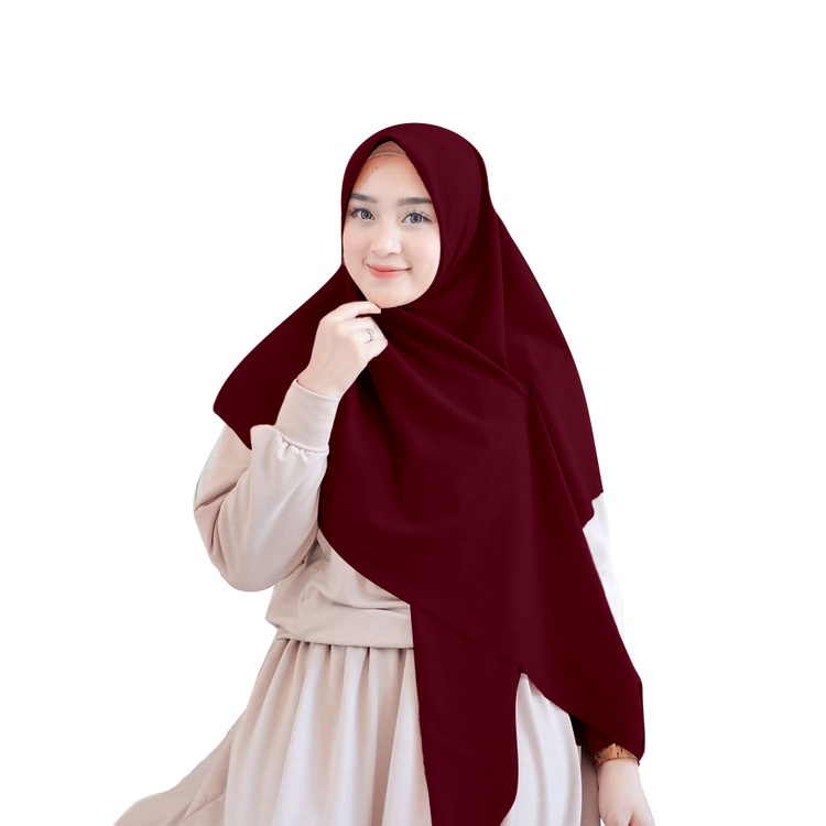 Jilbab Diamond Syari 130x130 Kerudung Segi Empat Hijab Jumbo Grade A Premium-MARON