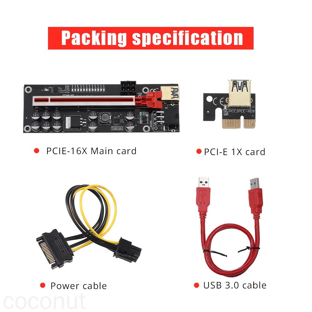 Adapter Riser Card Pci-Express Extender 10 Solid Capacitors Pci-Express Dengan Kabel Usb 3.0