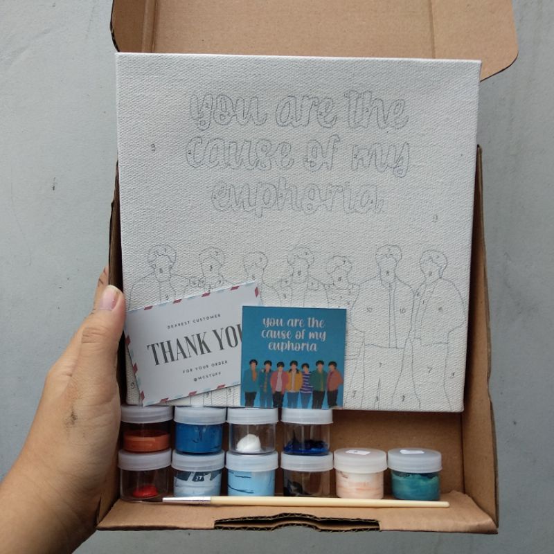 Diy painting by number kit, BTS euphoria, bisa custom, peralatan melukis.