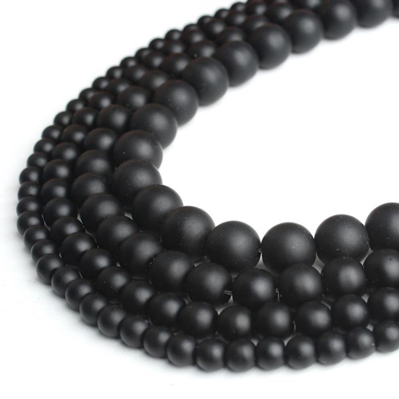 Batu Black Onyx Hitam 4-12mm Untuk Bahan Gelang Kalung Tasbih