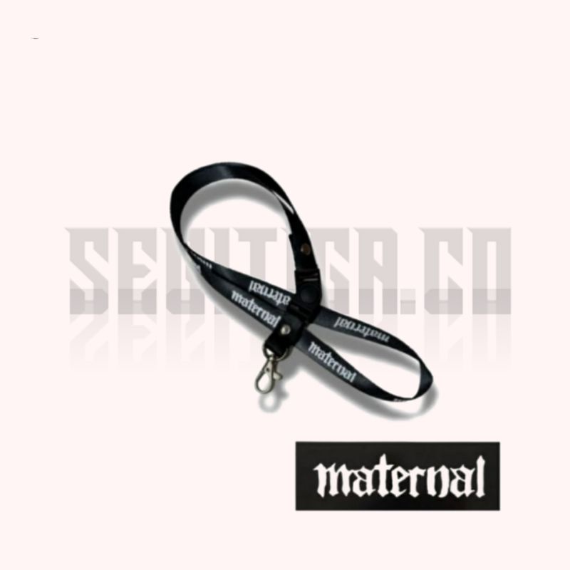 

lanyard Tulisan MATERNAL / gantungan kunci brand / tali layard hitam gantungan leher name tag id card kartu nama / pods