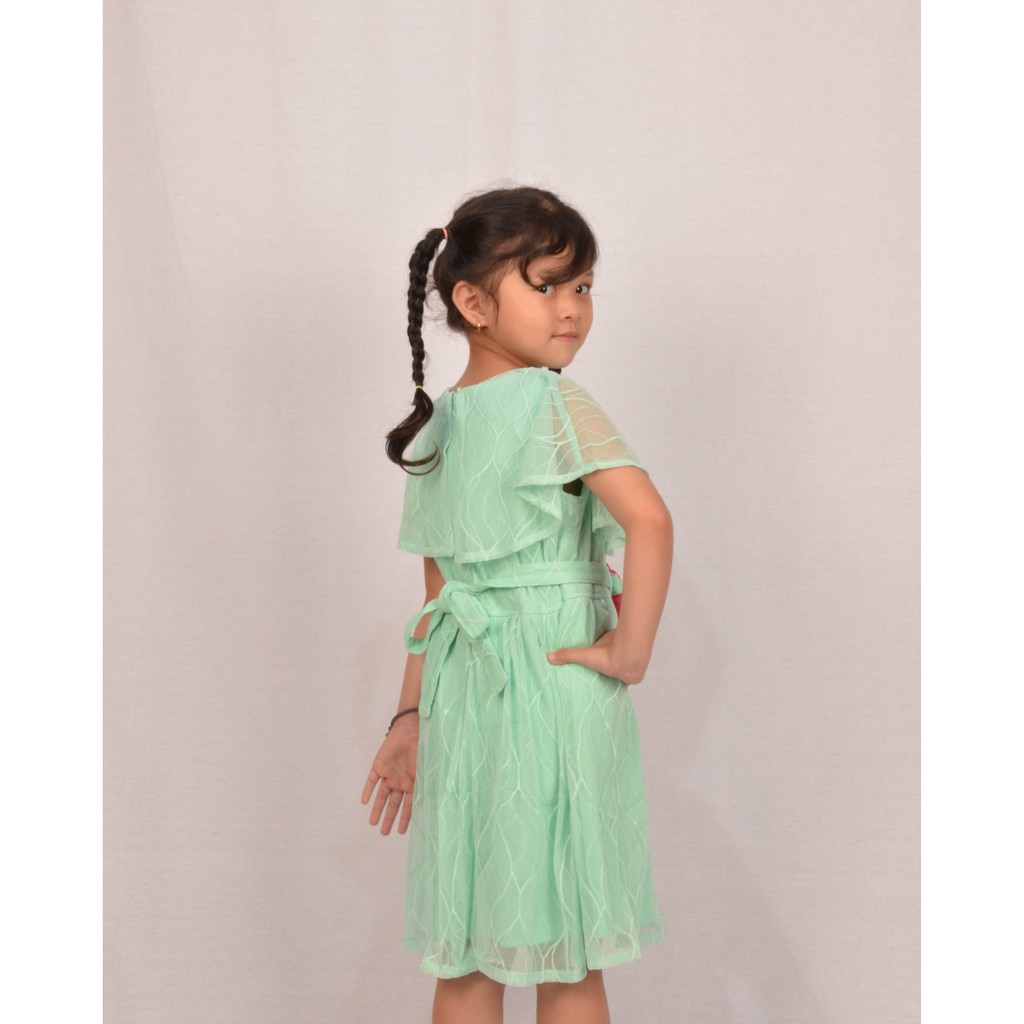 Dress Fashion Casual Anak Perempuan Motif Brukat Halus Import