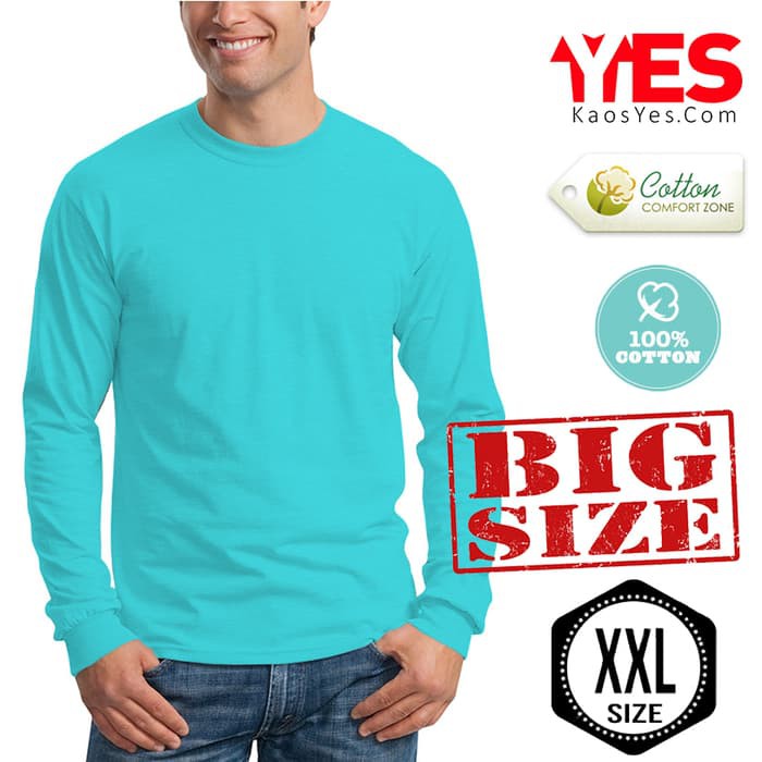 KaosYES Kaos Polos T-Shirt *BIG SIZE XXL* O-NECK LENGAN PANJANG - Kuning- XXL