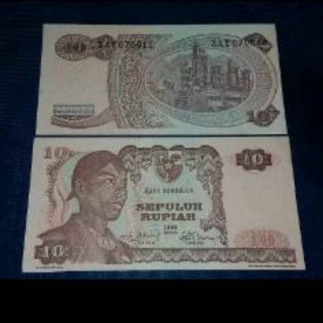 1 Lembar 10 Rupiah Seri Sudirman Tahun 1968 / Asli Uang Kuno Indonesia