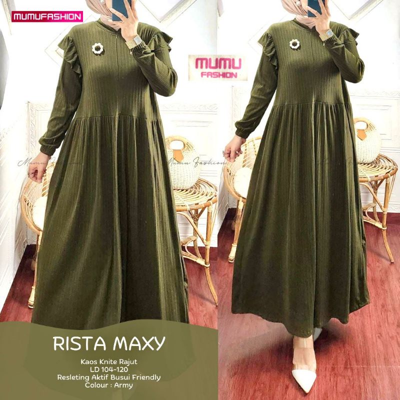 Gamis Rajut Knite Terbaru Kekinian Bisa COD Ld 120 Busui Friendly Rista Maxy by Fashion Hijab Solo