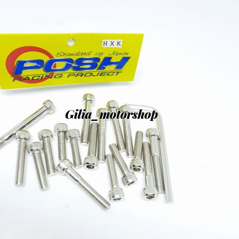 Baut Probolt Blok Mesin Rx King kiri kanan 1 set Gold Baut Probolt Blok Bak Mesin Rx king Baut blok kalter mesin