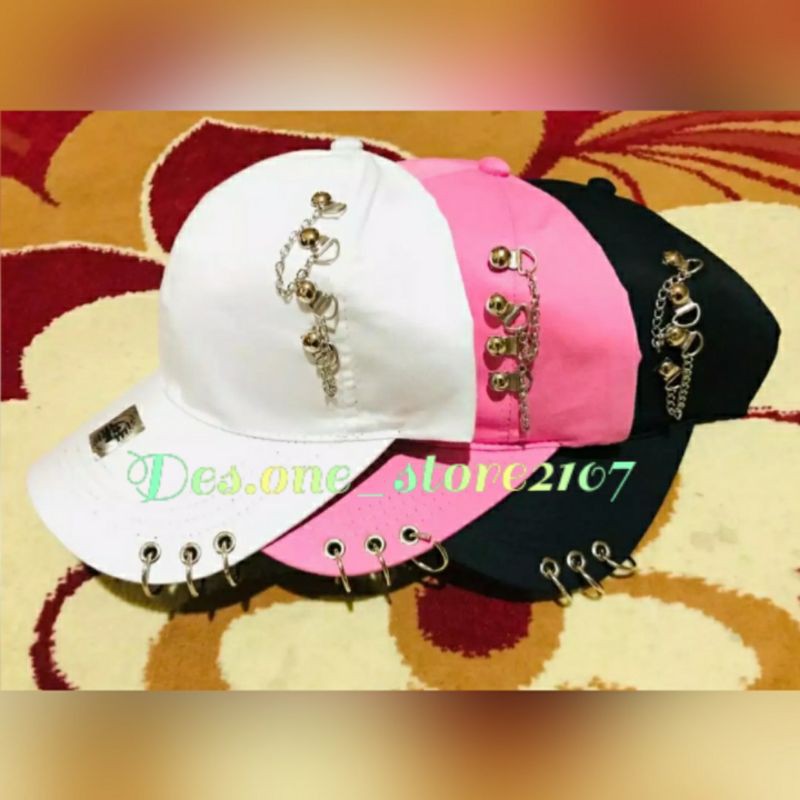 Topi anting cincin rante / topi baseball kpop / topi baseball  / topi cewe