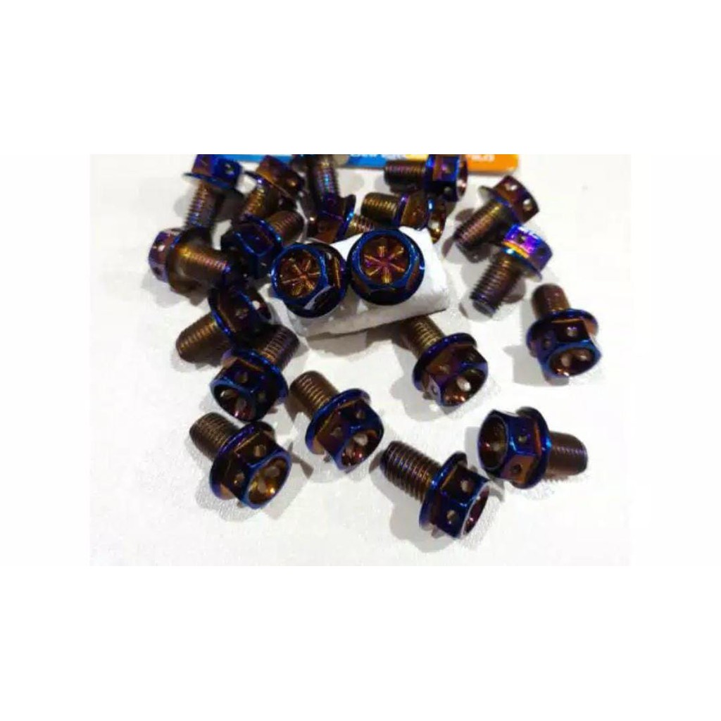 baut probolt 10x15 flower blue drat 14 panjang 1.5cm original heng