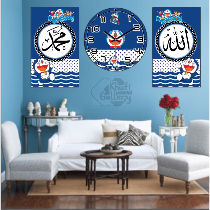 Khufi Gallery Set Jam Dinding Kaligrafi Karakter Murah Doraemon