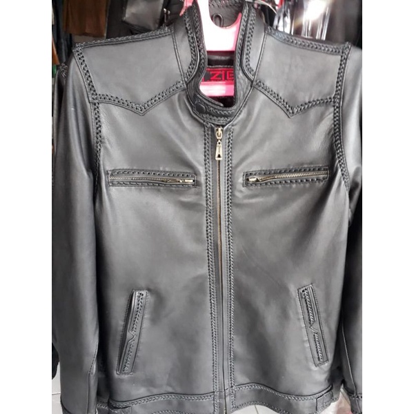 Jaket Kulit Pria Asli Model Sulam Casual Jaket Kulit Material Original