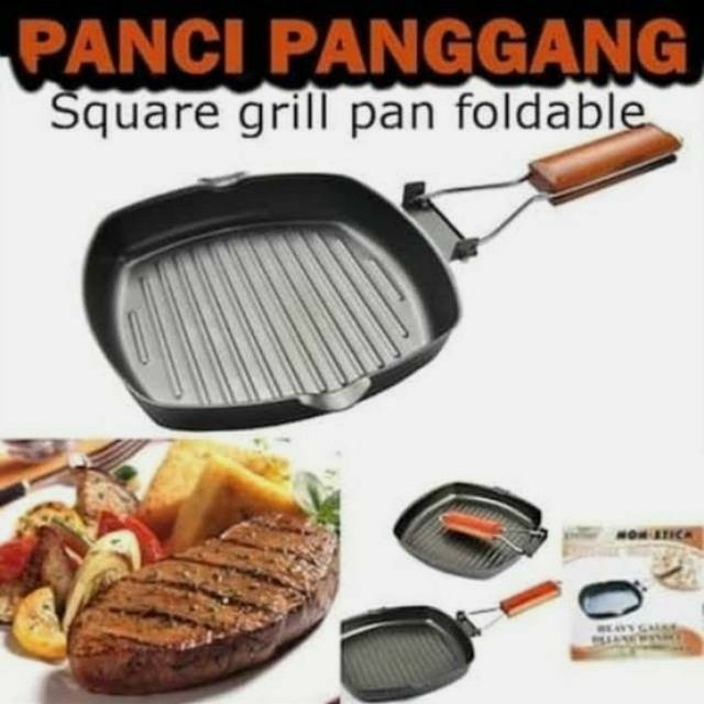 Square Grill Pan Lipat 20 cm / Alat Panggang / Wajan Pemanggang