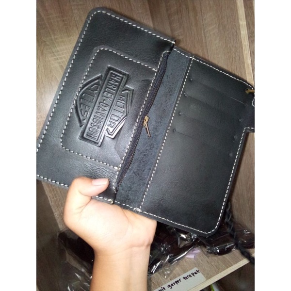 Dompet pria dompet kulit sapi original embos Harley gambar real